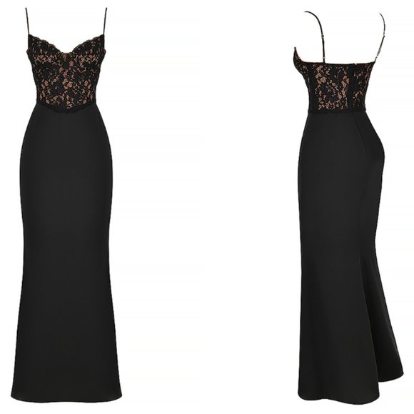 House of CB 'Cara' Black Corset Illusion Lace Maxi Dress NWOT - Picture 7 of 11